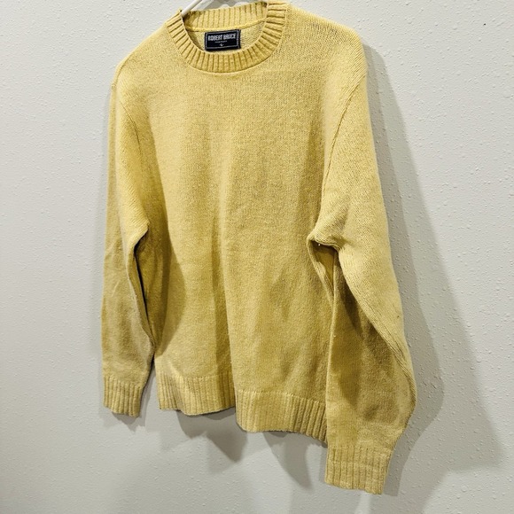 VTG Robert Bruce Men Yellow Crew Neck Long Sleeve Knit Sweater L USA Classic - Picture 5 of 13